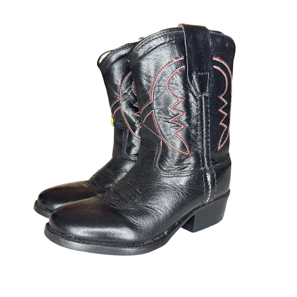 Old West Youth Western Cowboy Boots Leather Upper‎ Boys BSY1822 Brown Size US 6D